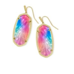 New Kendra Scott Danielle Watercolor Illusion Gold tone Earrings